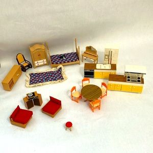 Vintage TOMY Japan Deluxe Dollhouse Furniture 1970s - 21 pieces